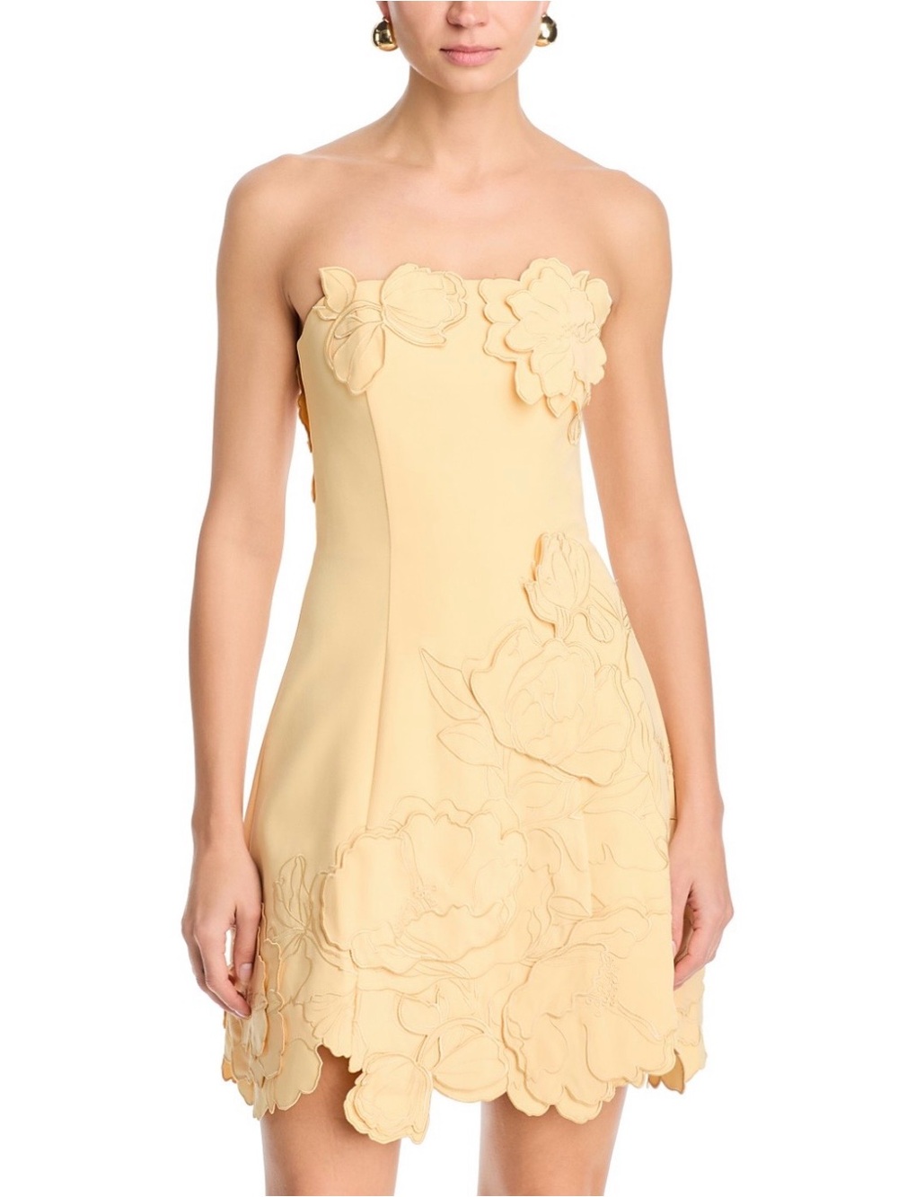 LEO LIN Ayla Applique Bustier Mini Dress Butter Yellow Size 2 NWT